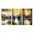 thumbnail image 2 of Designart "Birch Trees by the Lake in Grey and Yellow I" Landscape & Nature Wall Art Set Of 3 - Tree Birch Yellow Gallery Wall Set For Home Decor, 2 of 6