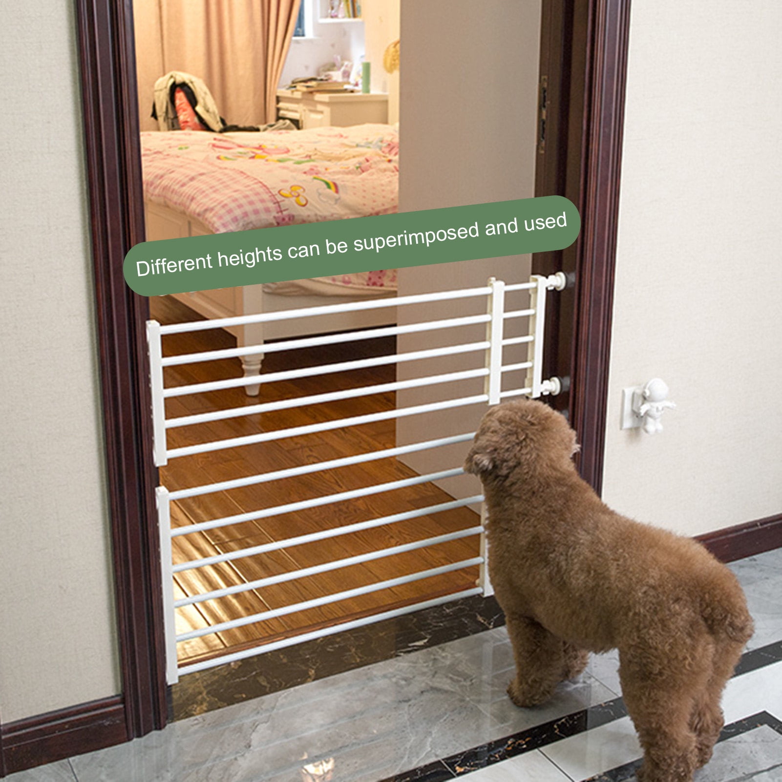 Gate Railing for Pets Removable Pet Gate Dog Gate with Door Punch Free Design Expandable Width for Stairs Doorways Metal Rail Indoor Gates for Small Dogs Walmart