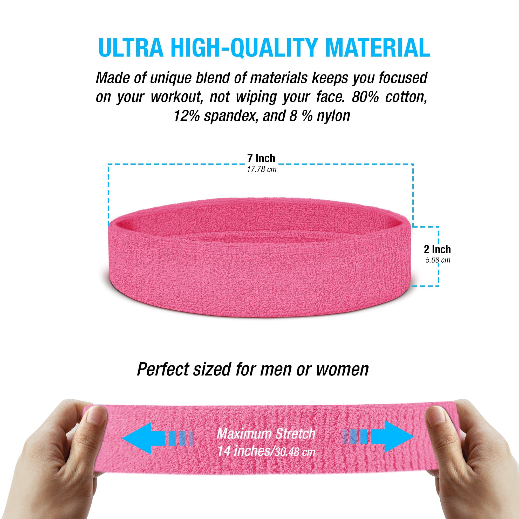 Tennis Moisture Wicking Athletic Cotton Terry Cloth Sweatband for Running,Workout,Basketball Gym TALONITE Sport Headband/Wristband for Men and Women 