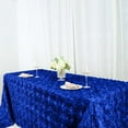 thumbnail image 4 of BalsaCircle Raised 90" x 156" Satin Rectangle Tablecloth Rosette Floral Royal Blue, 4 of 8