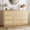 Natural Oak-9 Drawers, variant on 9 Drawer Dresser for Bedroom, 60 Inch Long Dressers & Rattan Chest of Drawers, Boho Style, Large TV Stand for 55, 65, 70 Inch TV, for Bedroom, Living Room, Entryway, Hallway, Walnut