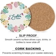 thumbnail image 6 of SKYSONIC Round Drink Coasters 1 Pcs Happy Easter Eggs Wreath Absorbent Ceramic Coaster with Cork Base for Coffee Cups Housewarming Gift for Home Decor, 6 of 6