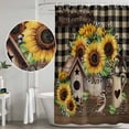 thumbnail image 4 of Yellow Sunflowers Shower Curtain, Waterproof Shower Curtains for Bathroom, Western Star Brown Farmhouse Plaid Washable Fabric Bathtub Curtain Set Bath Decor with 12 Hooks Stall 36"x72", 4 of 6