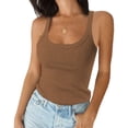 thumbnail image 3 of Scoop Neck Sleeveless Summer Solid Color Slim Tank Tops Knit Vest Camisole, 3 of 4