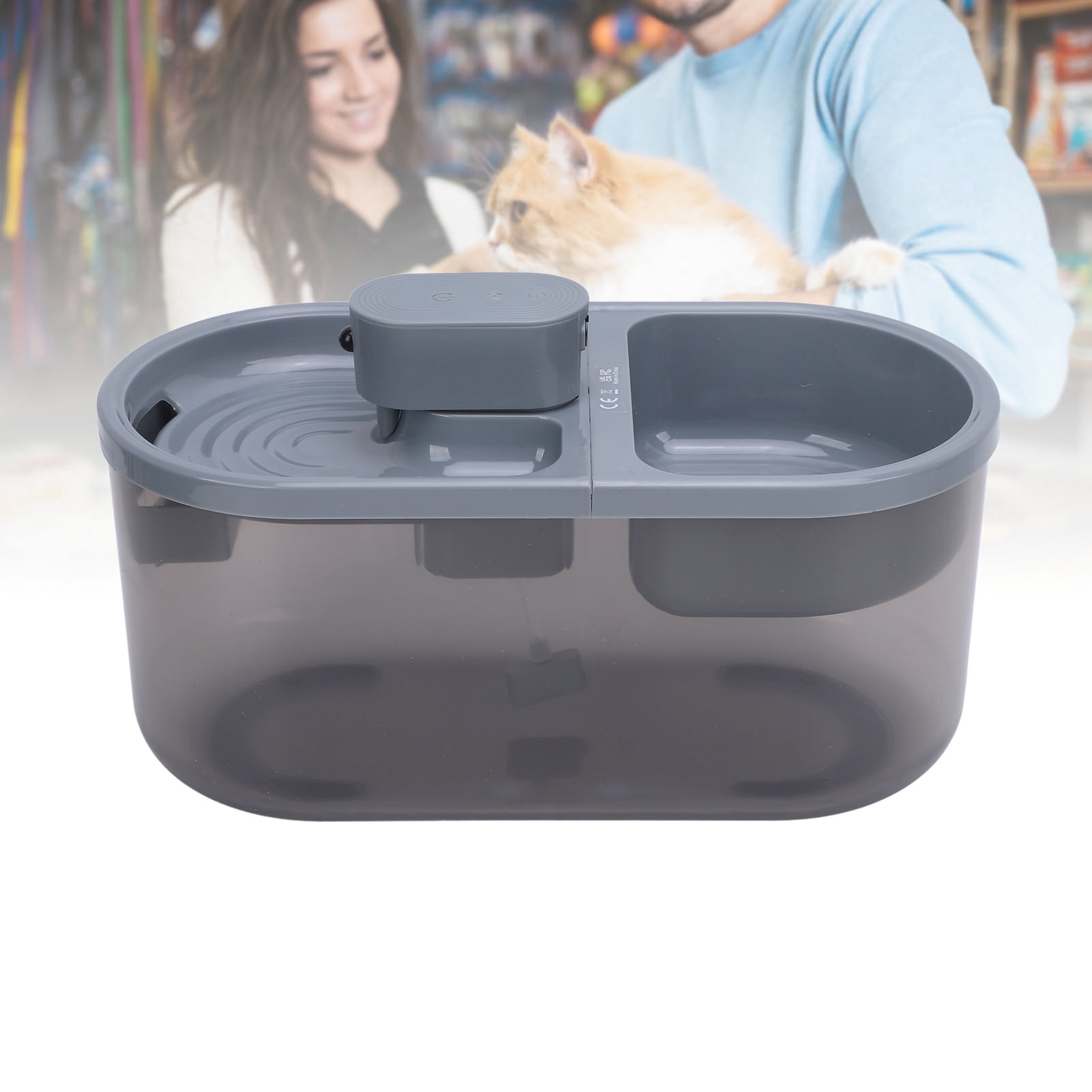 Yajisi Premium Smart Cat Water Fountain Quiet Operating Rechargeable Automatic Pet Water Dispenser for Home Use Gray Finish Includes Advanced Filtration System and Built-in 2000mAh Battery