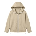 thumbnail image 5 of Tsivenald Women's Solid Color Jacket and Winter Fashion Casual Waterproof Hem Drawstring Hooded Drawstring Jacket, Khaki S-2XL, 5 of 7