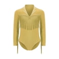 thumbnail image 3 of TiaoBug Kids Boys Tassels Rhinestones Long Sleeve Latin Ballroom Dance Bodysuit Gymnastic Leotard Fringe Top Yellow 16, 3 of 7