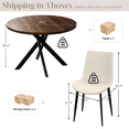 thumbnail image 5 of 43.5 Inch Round Dining Table Set For 4, 5-Piece Wooden Table with Metal Leg Dining Chairs, Mid Century Modern Small Coffee Set For Dining Room Kitchen Apartment, 5 of 7