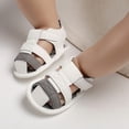 thumbnail image 4 of Newborn Baby Boy Soft Sole White Crib Shoes Toddler Summer Sandals Size 0-18 M, 4 of 4