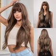 thumbnail image 2 of European and American Export Hot Selling Wig, Bangs, Big Waves, Long Curly Hair, Ombre Brown High Temperature Fiber Synthetic Wig Cap, 2 of 10