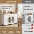 thumbnail image 2 of MARNUR Buffet Cabinet Farmhouse Style, 55" Storage Cabinet with 2 Drawers 4 Doors, Adjustable Shelves for Kitchen Office Bedroom Hallway Entryway, Oak & White, 2 of 12