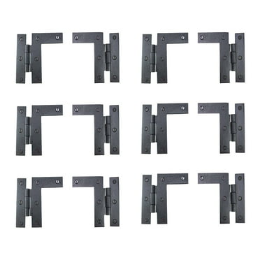 Renovators Supply Black Cabinet Hinges 3.5 in HL Offset Hinge Pair Left and Right Wrought Iron Kitchen Cabinet Hinge w/Hardware Pack of 6
