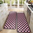 thumbnail image 4 of Kitchen Rugs Sets Of 2,Black and Pink Checkerboard Pattern Anti Fatigue Kitchen Mat Rugs Non Slip Washable,Decorative Kitchen Floor Mats for Kitchen,Sink,Laundry,17"x47"+17"x47", 4 of 5