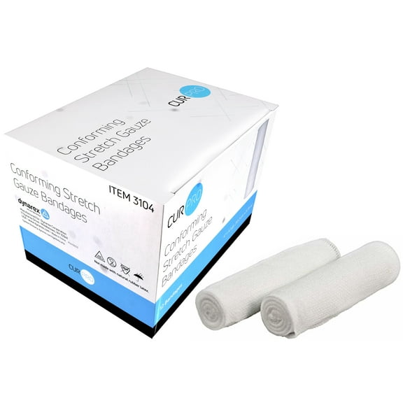 3 Pack - Dynarex Stretch Gauze Bandages, 4" x 4.1 yd, Non-Sterile & Latex-Free, Wound Care in Medical and Home Environments, 12 Count