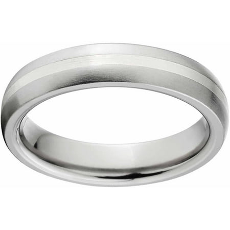 5mm Titanium Band with Silver Inlay Brushed Finish And Deluxe Comfort Fit Design