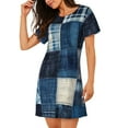 thumbnail image 2 of Easygdp Couette Patchwork Indigo pour Femmes Chemise de Nuit Manches Courtes Décontractée Imprimée, 2 of 6