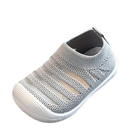 

KaLI_store Kids Shoes Unisex-Child Leather Lightweight Breathable Knit Athletic Running Sneakers for Kids Shoes for Girls Grey