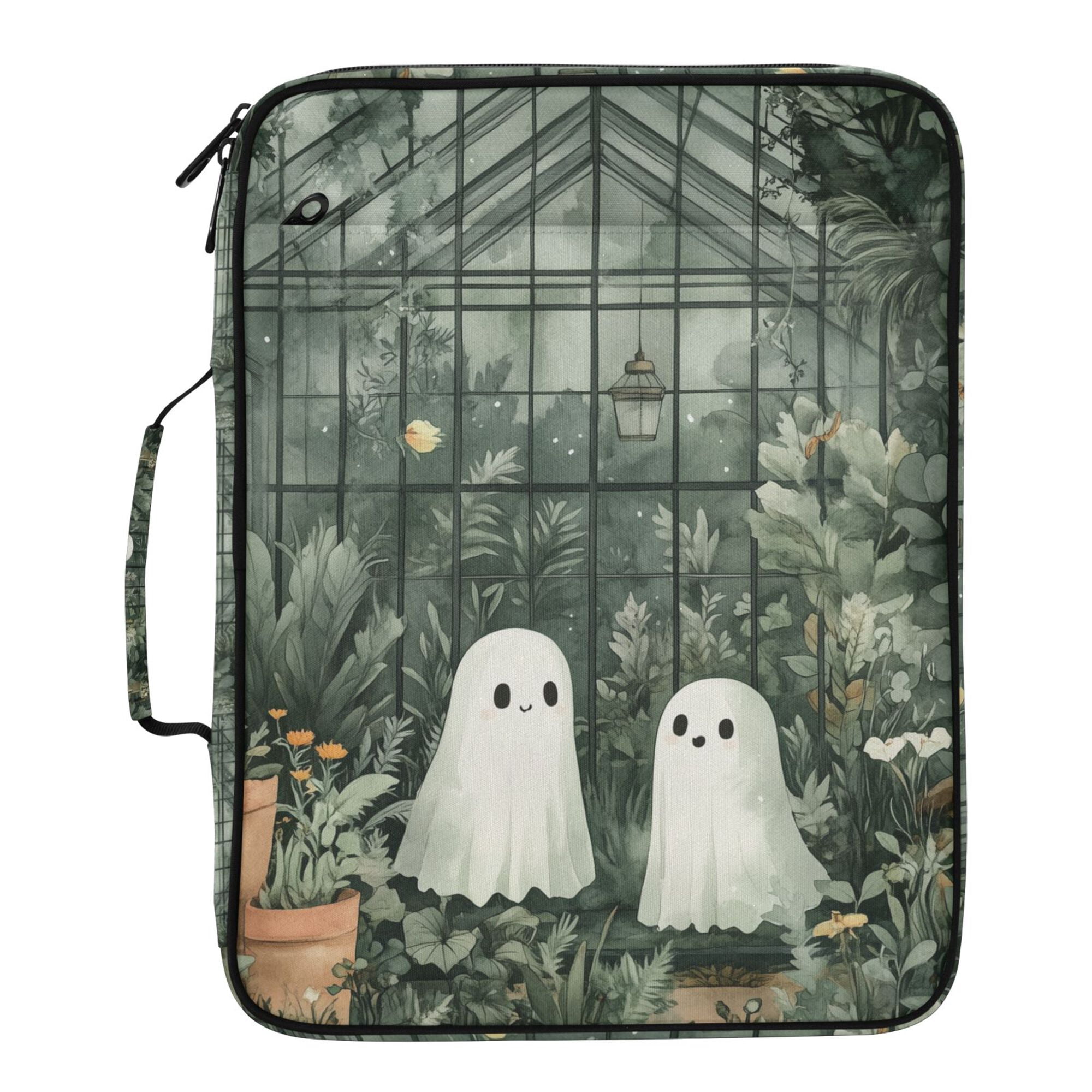 FORMRS Accordion File Folder A4 Size 7-Pocket Expanding Document Organizer Bag with 3 Ring Binder, Cute Ghosts Playing