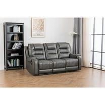 Ilyiano Two Tone Faux Leather Livingroom Reclining Sofa In Gray