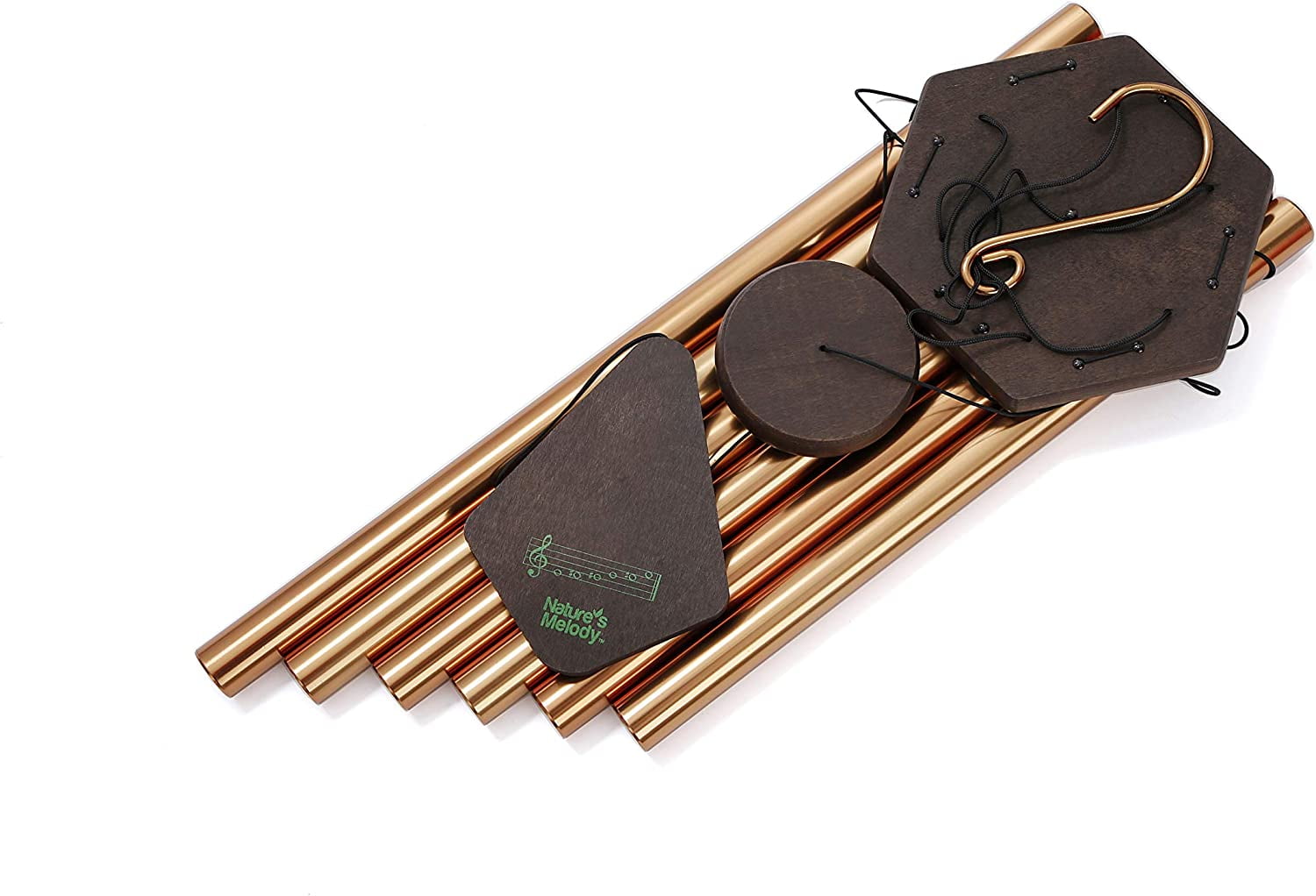 Nature’s Melody Premiere Grande Tunes Wind Chimes – Outdoor Windchime with 6 Tubes Tuned to E Pentatonic Scale, Rustproof Aluminum, Beech Wood & S Hook Hanger for Sympathy, Memorial Gift or Zen Garden