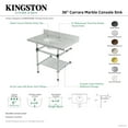 thumbnail image 4 of Kingston Brass KVPB3630MAB7 Templeton 36" Carrara Marble Console Sink with Acrylic Legs and Shelf (8-Inch, 3-Hole), Carrara Marble White/Brushed Brass, 4 of 4