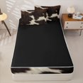thumbnail image 4 of Manfei Retro Cow Print Zipper Full Size Comforter Sets with Fitted Sheet and 2 Pillowcases,Abstract Animal Spot Zipper Bedding Set,Dark Brown Cream,Reversible, 4 of 7