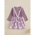 thumbnail image 4 of Suealasg Toddler Girl Fall Outfits Solid Color Ruffles Buttons Long Sleeve T-Shirts Tops Daisy Print Suspender Skirts Kids Baby Girls 2Pcs Clothes Set, 4 of 7