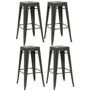 Bella Vita 30" Galvanized Steel Bar Stool in Black Set of 4