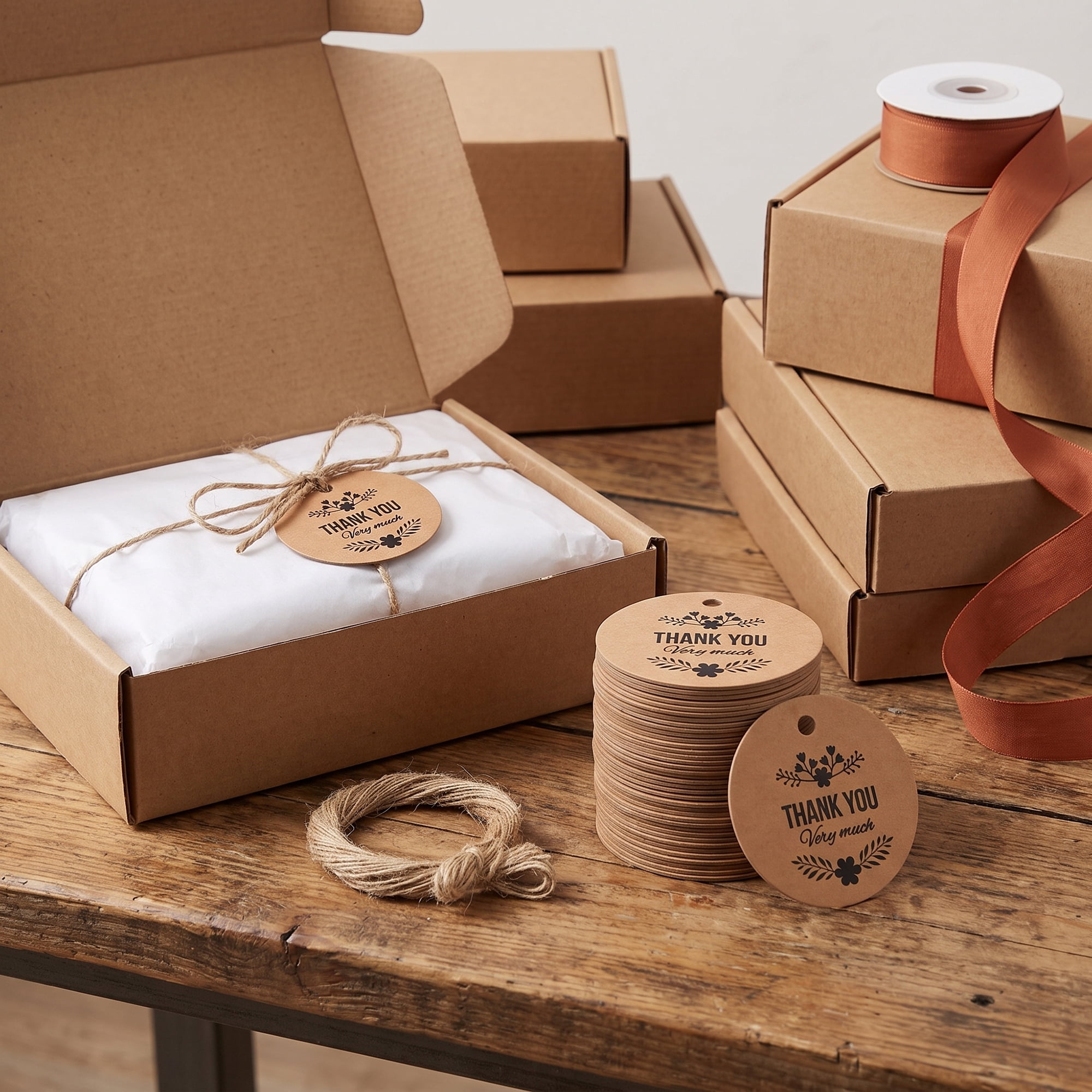 Unique Bargains Round Circle Gift Tags with Natural Twine 1.2" x 1.2" Floral Patterns