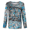 thumbnail image 4 of Blusa de cuello redondo de manga larga con estampado degradado de novedad clásica para mujer Pompotops  gfhjh19343, 4 of 5