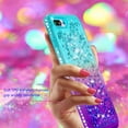 thumbnail image 5 of Mignova iPhone 8 Plus Flash Case, Durable and Cute Colorful Quicksand Series Bling Diamond Flowing Liquid Floating Shockproof Cover case for Apple iPhone 7 Plus / 8 Plus 5.5 inch - Green+Purple, 5 of 6