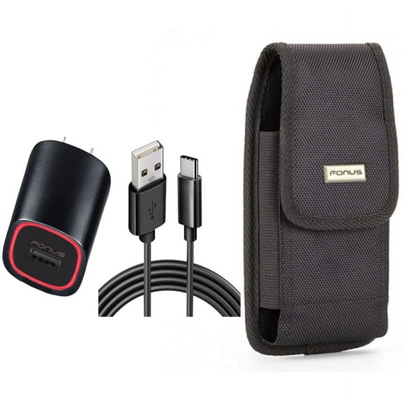 Home Charger & Case Belt Clip for iPhone 15 Pro - Fast 18W USB Cable 6ft TYpe-C Power and Swivel Holster Rugged Cover K6L for iPhone 15 Pro (6.1")