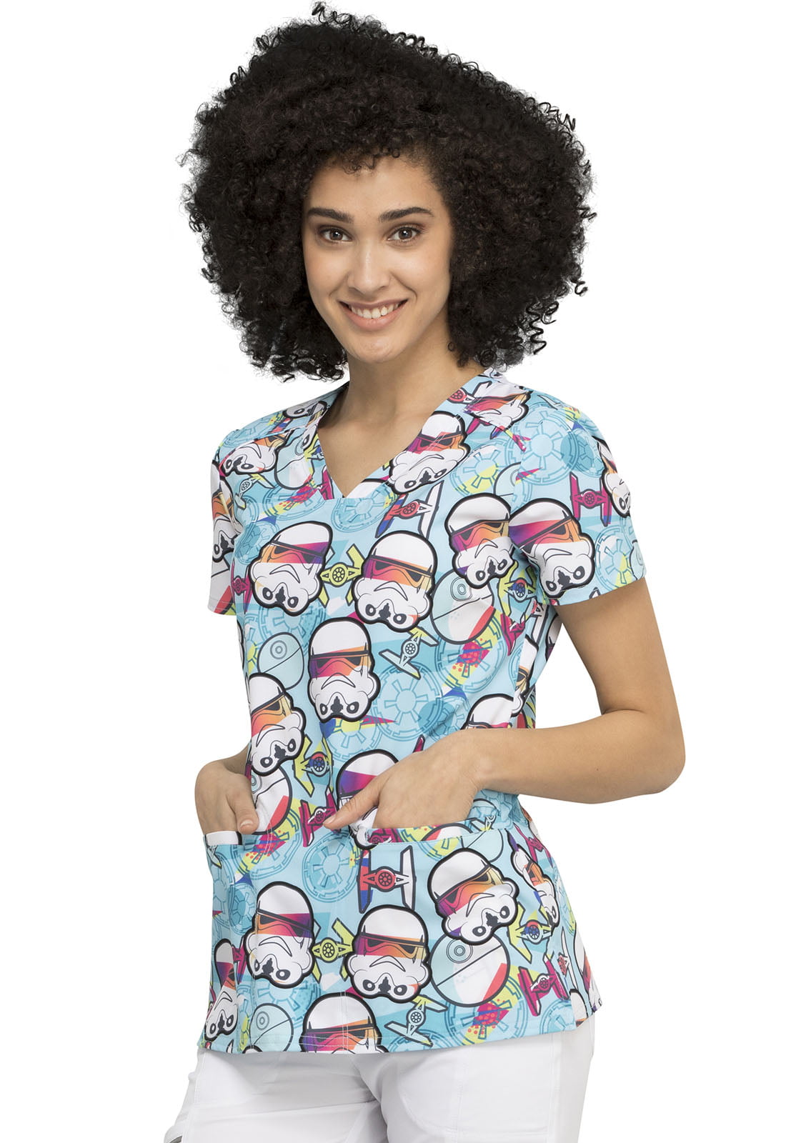 Details about   Tooniforms Scrub Top Empire Troopers By Cherokee V Neck Top TF666 SRPI 
