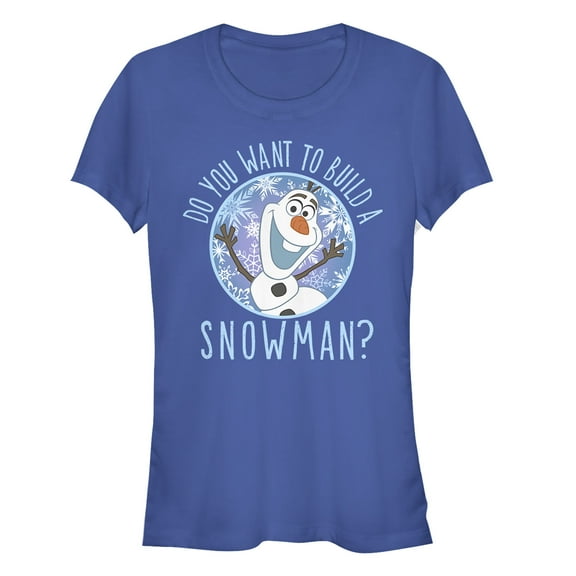 Junior's Frozen Olaf Build Snowman  Graphic Tee Royal Blue X Large