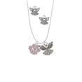 thumbnail image 2 of Delight Jewelry Silvertone Large Paw with Light Pink Crystals Silver tone Guardian Angel Charm Necklace and Stud Earrings, 2 of 4