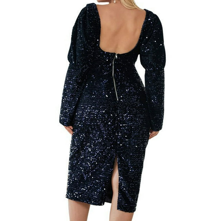 beautiful chiffon sequin dress B213066 Sequin & Poly Chiffon Long Bridesmaid Dress with V-neckline