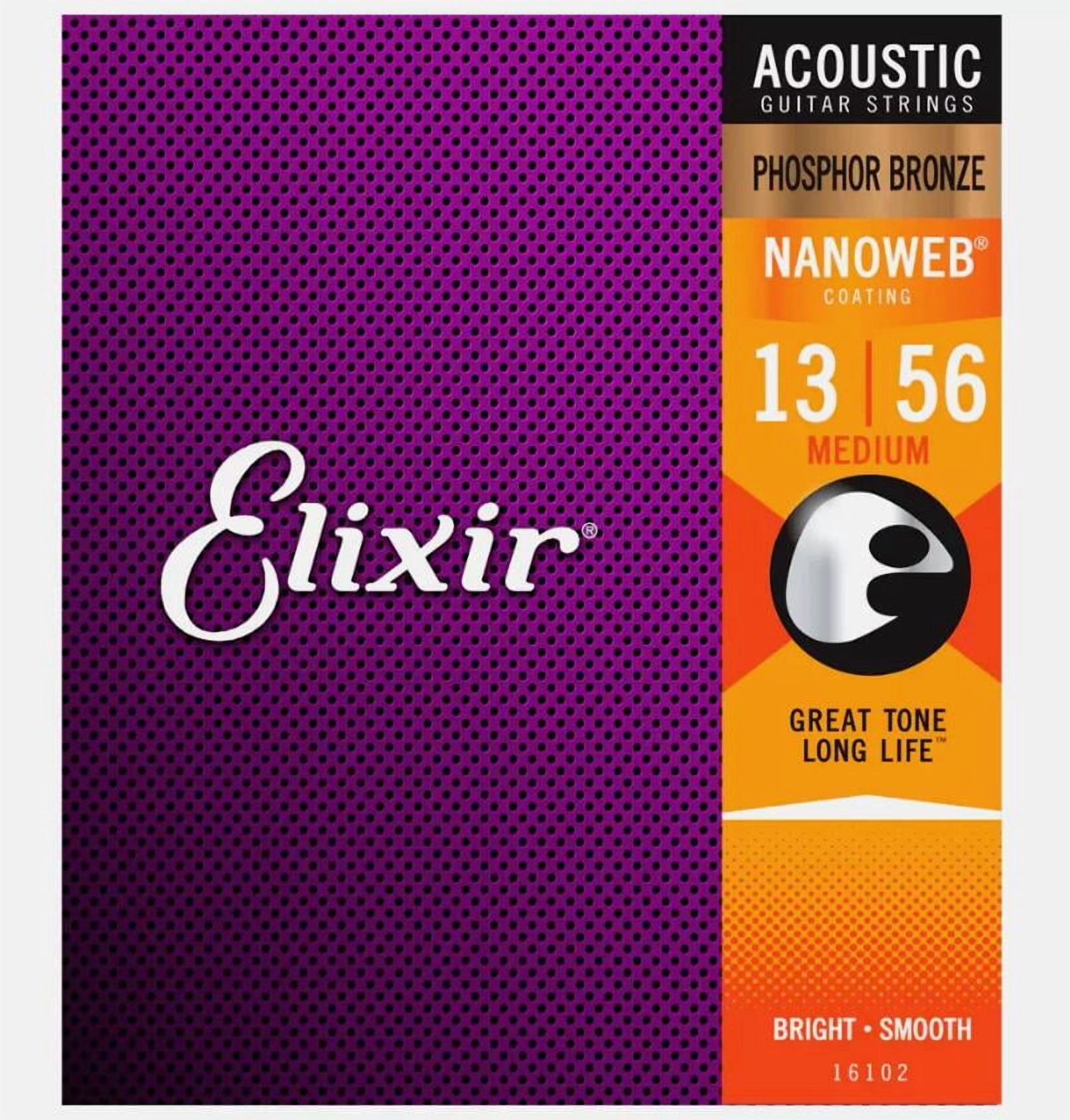 6 Sets! Elixir NANOWEB Phosphor Bronze Acoustic — 16102 Medium .013-.056