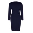 thumbnail image 6 of cfhntfmh Cocktail Dresses for Women Trendy Long Sleeve V Neck Buttons Bodycon Dress Fashion Front High Slit Party Midi Dress, 6 of 7