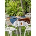 thumbnail image 3 of Outdoor Tablecloth with Umbrella Hole for Patio/Picnic/Party/Camping, Brown Marble Waterproof Table Cloth Round Cover Washable, Vintage Gradient Abstract Aesthetic Art (Dia 54"), 3 of 9