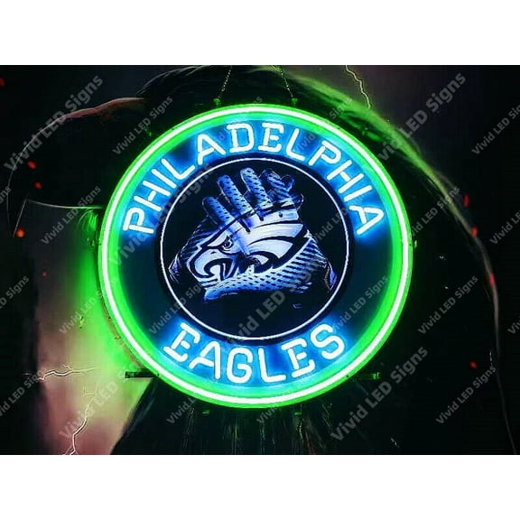 Queen Sense 24"x24" For Philadelphias Sports League Eagles LED Sign Light Neon Signs With Dimmer Party Home Wall Decor Lights W124PELV6VVD-XLED