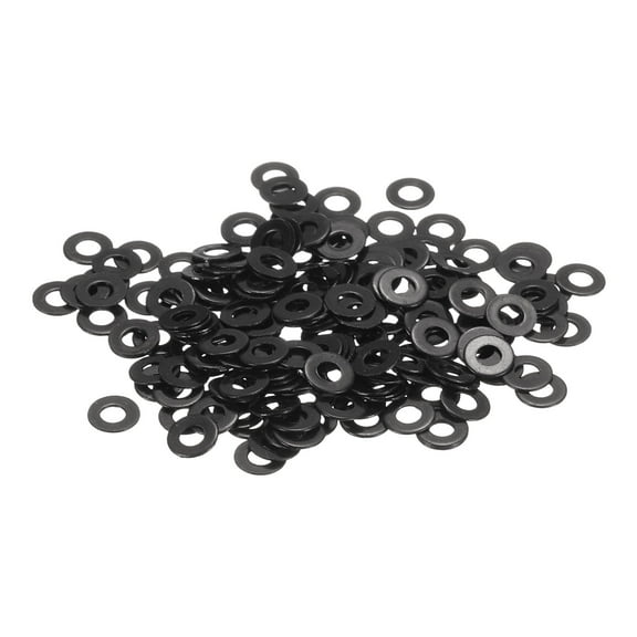 200 Pcs M3.5 Stainless Steel Flat Washers, 8mm Outer Diameter Metal Flat Washer for Screws and Bolts, Black Finish