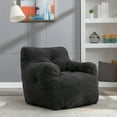 thumbnail image 2 of Mieres  Faux Fur Fabric Bean Bag Chair, Floor Sofa For Living Room, Bedroom Lazy Sofa Dark Espresso, 2 of 5