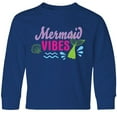 thumbnail image 3 of Inktastic Mermaid Vibes with Tail and Seashell Long Sleeve Youth T-Shirt, 3 of 5