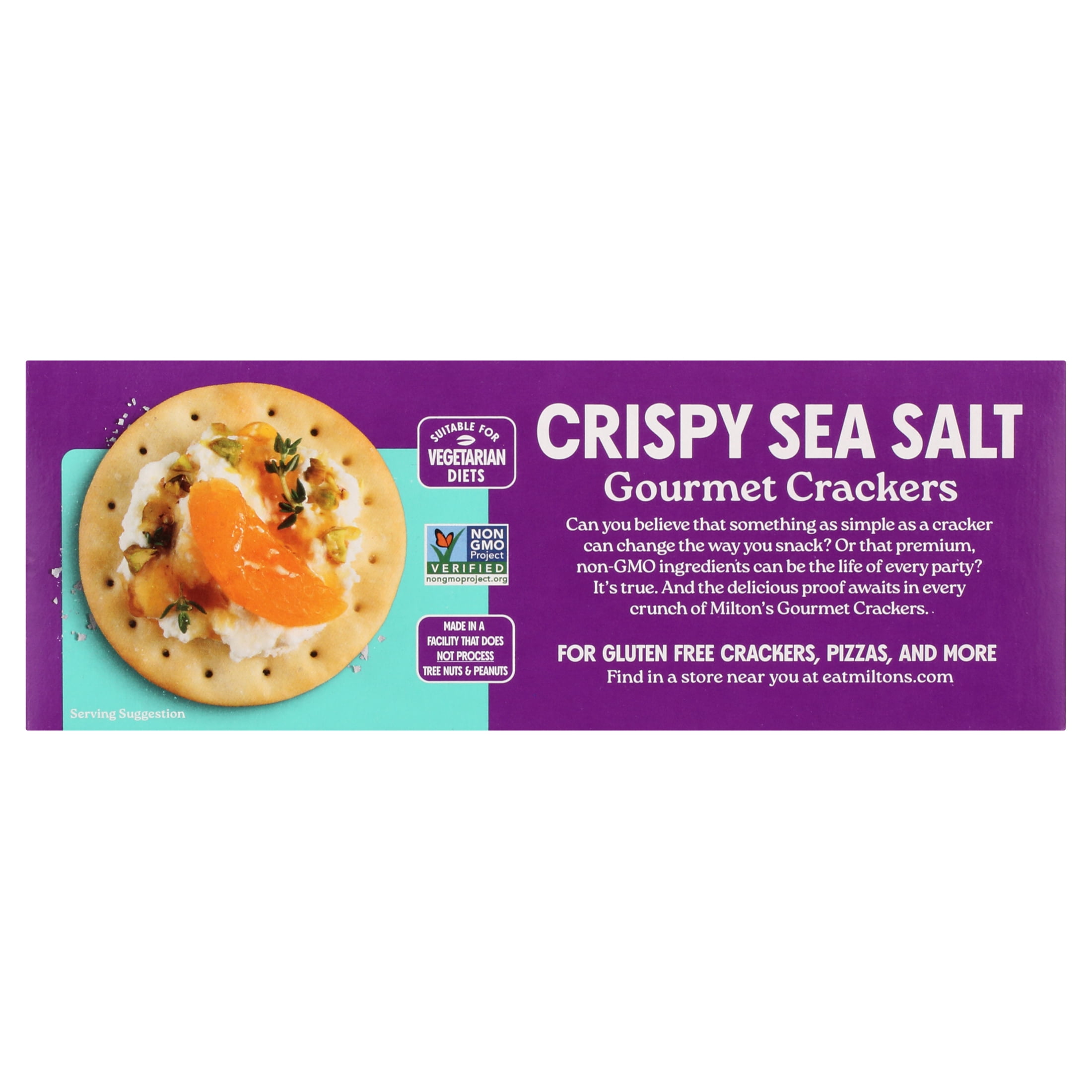 (6 pack) Milton's Gourmet Crackers - Crispy Sea Salt, 6.8oz, Cardboard Box