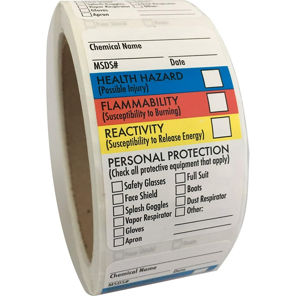 SDS Stickers/MSDS Stickers, 1.5?x2.5?, Roll of 250, Right to Know