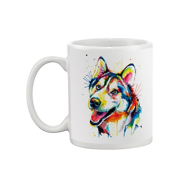 Pastell Colorful And Happy Husky Mug - Weekday Best Designs, 11 oz Ceramic Mug