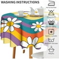 thumbnail image 6 of Groovy Flowers Tablecloth, 60s 70s Retro Floral Cute Hippie White Chrysanthemum Flower Print Table Cloth Cover for Party Picnic Tabletop Dining Room Indoor and Outdoor Dining 60x60nch, 6 of 6
