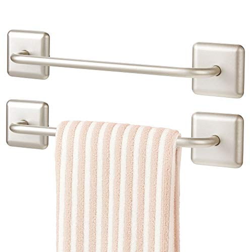 mDesign Metal Bathroom Storage Towel Bar with Strong Self Adhesive