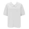 thumbnail image 2 of YVNAURA Plus Size Cotton Linen Shirt for Women Breathable Short Sleeve Blouse Loose Fit Button Down Camp Collar Top Lightweight Summer Casual Tunic 2026, White,L, 2 of 8