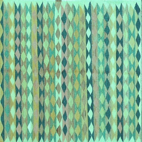 Ahgly Company Indoor Square Oriental Turquoise Blue Traditional Area Rugs, 4' Square